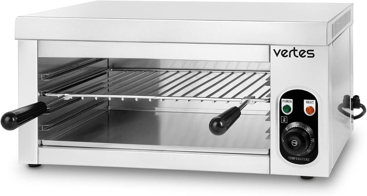 Grill vertes Salamander, hoogte 280 mm, regelbaar 50-300 °C, 2000 watt, gastronomie-oven, voor gratineren, karamelliseren en warm houden van gerechten