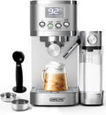 Cafelffe Espressomachine 6-in-1, met zelfreiniging en 3 temperatuuropties, 1,3 liter roestvrij staal, filterhouder, met melkreservoir