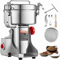 Vevor Graanmolens 2000 g elektrische molen, 3400 W, voor granen, commerciële kruidenmolen, roestvrij stalen poedermachine, voor droge granen, koffie