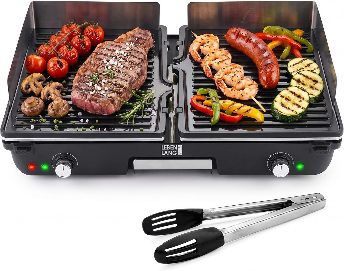 Lebenlang Grill 2000W elektrische tafelgrill elektrisch, incl. grilltang