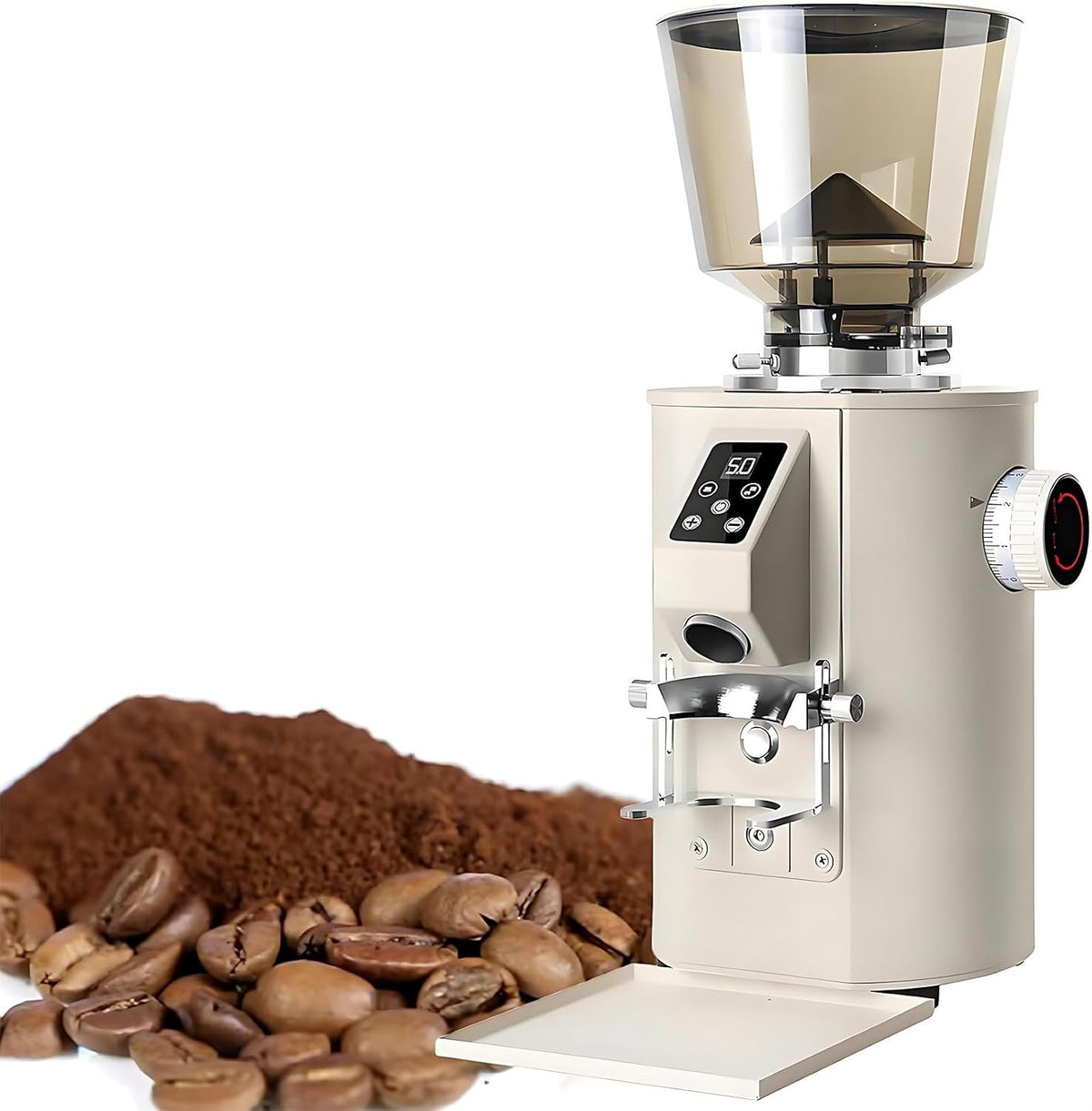 Nuxyyds Elektrische molens Professionele Koffiemolen, Commerciële Kwaliteit 64 Mm Platte Maalschijven Espressokoffiemolen, Met 9 Precisie