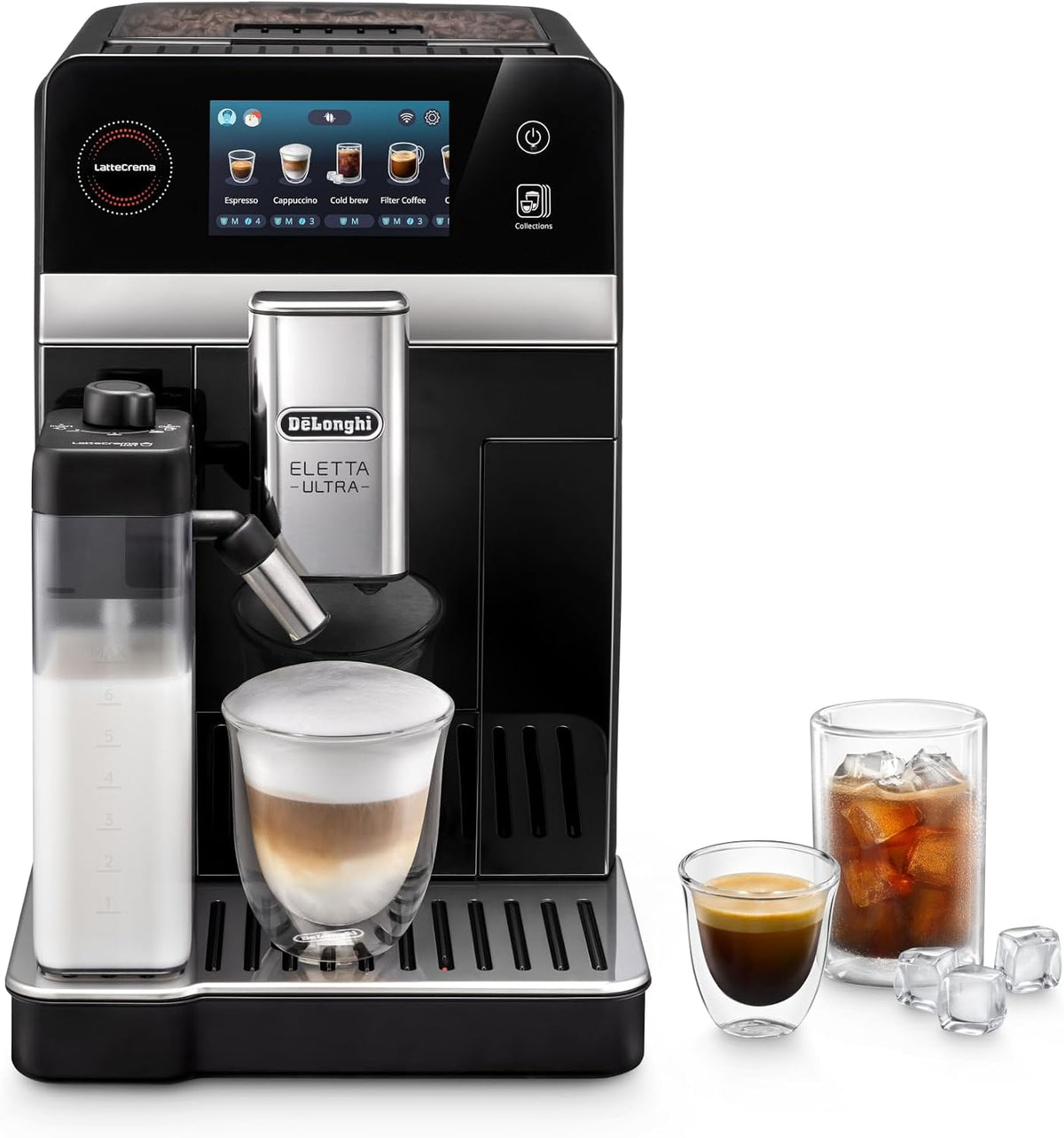 De'Longhi Volautomatische koffiemachines Eletta Ultra, Volautomatische Koffiemachine 40+ Dranken Zwart