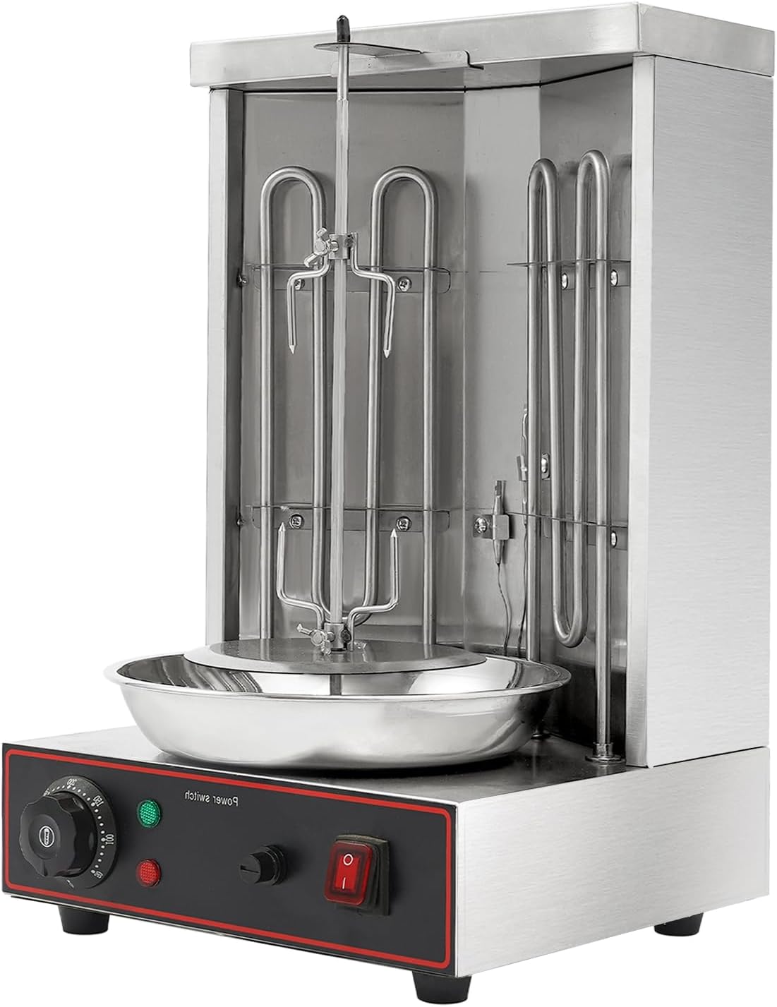 Qussse Grill Elektrische dönergrill, 3000 W, met 2 verwarmingsbuizen 50-300 °C, verticale grill, kebap grill, gyros-grill, tafelgrill, voor huishouden