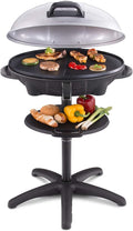 Cloer Grill 6789 Elektrische BBQ, Grilloppervlak 38,5 x 52,5 cm, 2400 Watt, Staande Buiten Grill, met Thermometer, Antiaanbaklaag