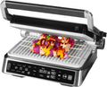 Genius Grill Chef Contactgrill, incl. 2 grillplaten, set 6-delig, grijs, elektrische grill roestvrij staal, voor sandwiches steak, sandwichtoaster