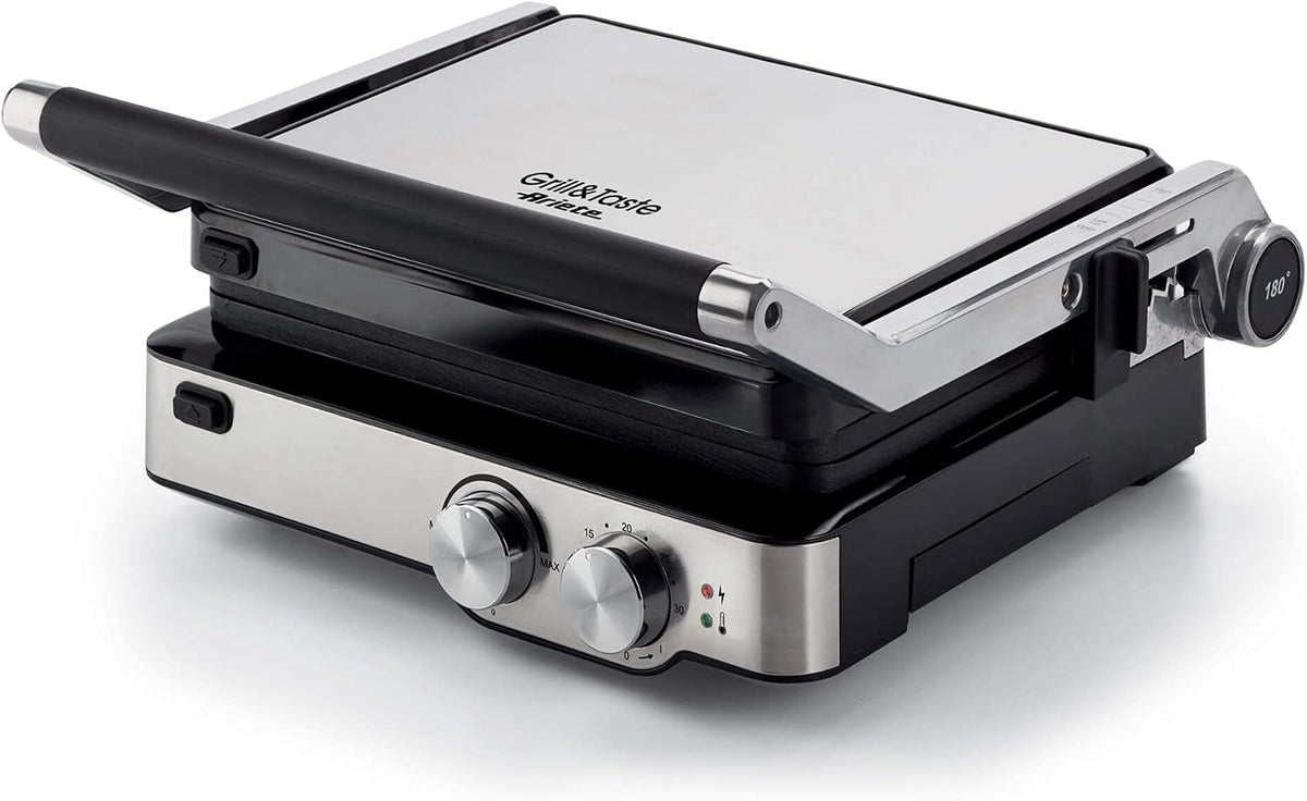 Ariete Grill 1918 Elektrische & knop, 2000 W, plaat 29 x 23 cm, 5 temperatuurniveaus, opening 180 graden, afneembare grillplaten, drijvende plaat