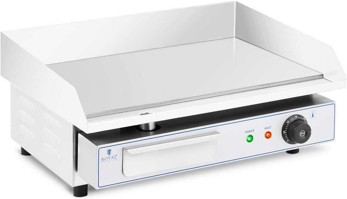 Royal Catering Grill Gastro Elektrische grillplaat, 3000 W, 550 x 350 mm, 50-300 °C, roestvrij staal/staal, glad grilloppervlak, roosterplaat
