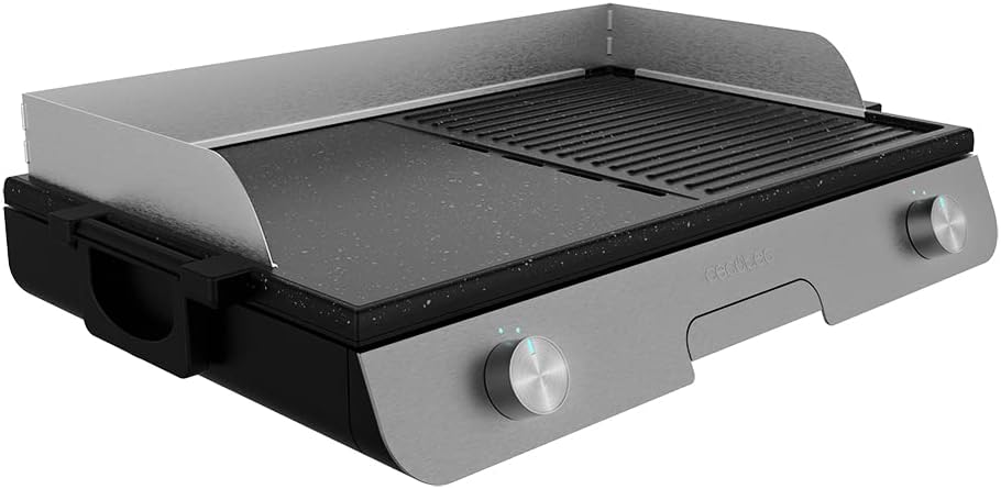 Cecotec Grill PerfectRoast 3000 Elektrische tafelgrill, 3000 W, gemengd kookoppervlak, Rockstone-antiaanbaklaag, regelbare thermostaat, vetopvangbak